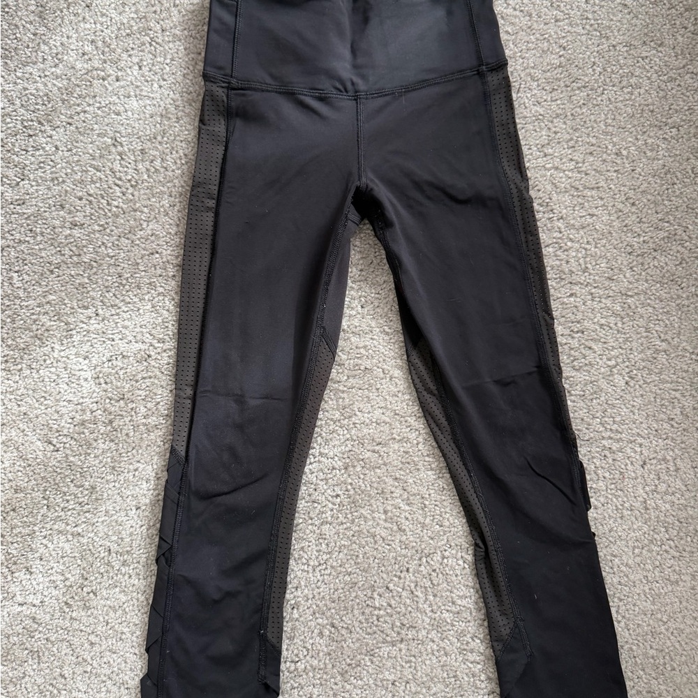 lululemon athletica Black Leggings with Side Mesh Panels